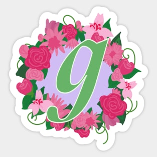 Monogram G, Personalized Floral Initial Sticker